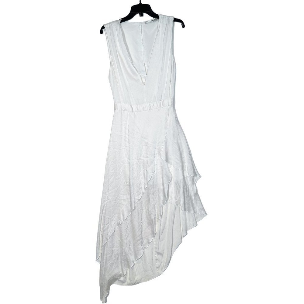 Alice + Olivia Chantay Asymmetrical Plunging Maxi Dress Size 10 - Picture 6 of 6